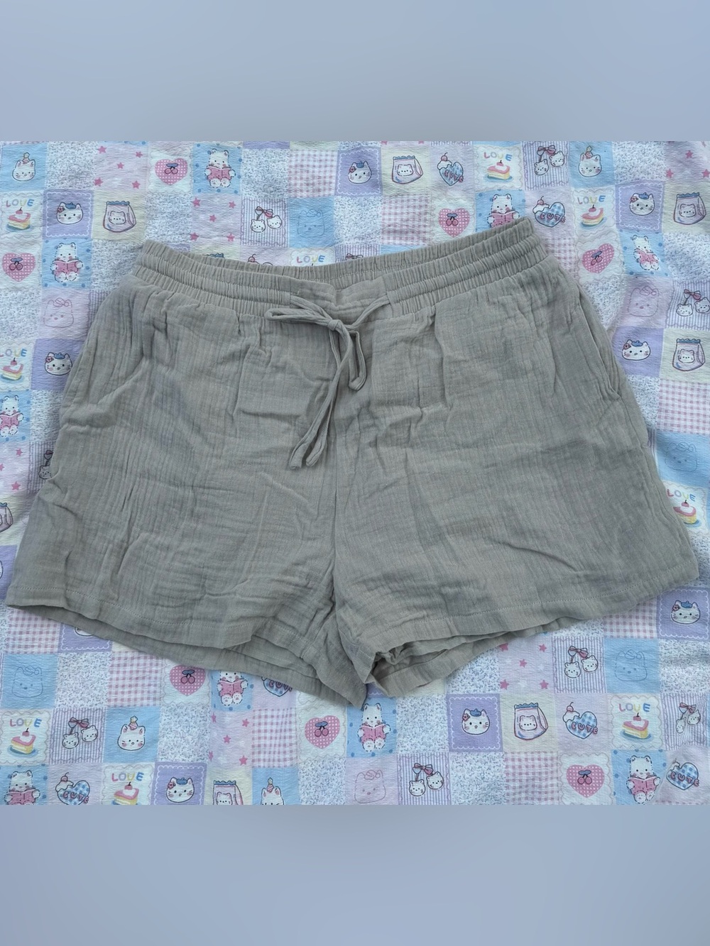 Pink Lily Beige Drawstring Linen-Blend Women’s Shorts